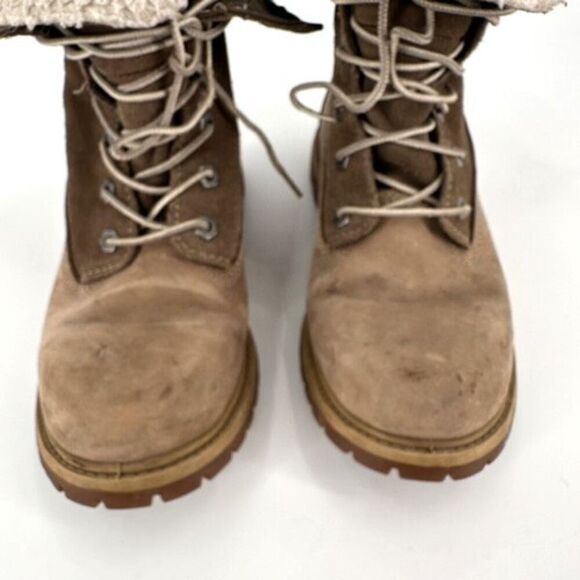 Timberland Women's Leather Waterproof Roll Fold-Over Teddy Fleece Boots Size 8 - Picture 2 of 12